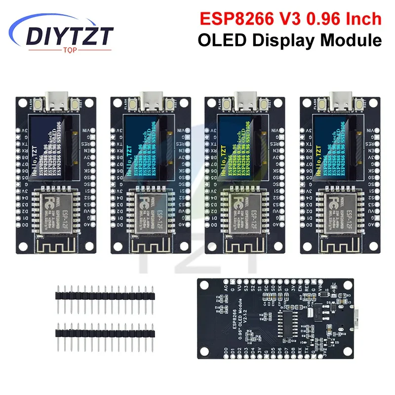 NodeMCU ESP8266 개발 보드(0.96인치 OLED 디스플레이 포함) CH..