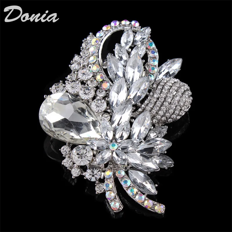

Donia Jewelry European and American Fashion New Flower Alloy Micro-Inlaid Color Rhinestone Brooch Luxury Retro Pin.