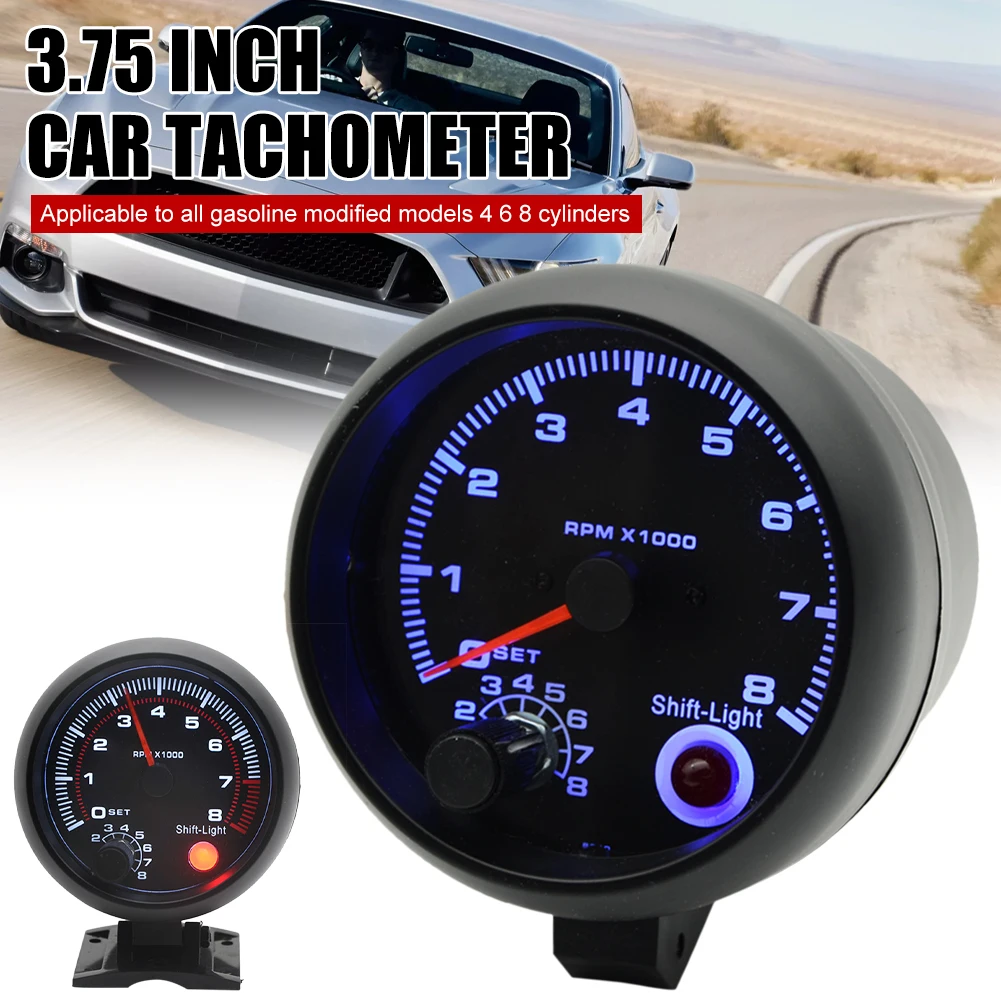 Tachometer gauge for 4/6/8 cylinder engine 3.75 inch 12V 0-8000 RPM