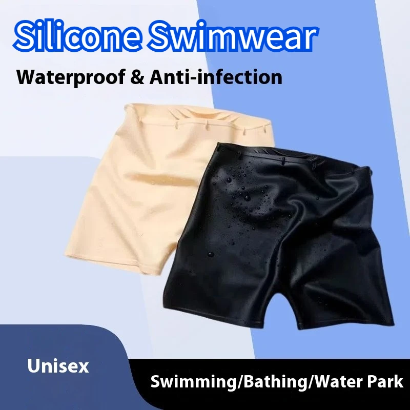Maillot de bain en Silicone taille haute pour femmes et hommes, imperméable, séchage rapide, Design modeste, maillot de bain pour adultes, Anti-fuite, combinaison d'entraînement élastique