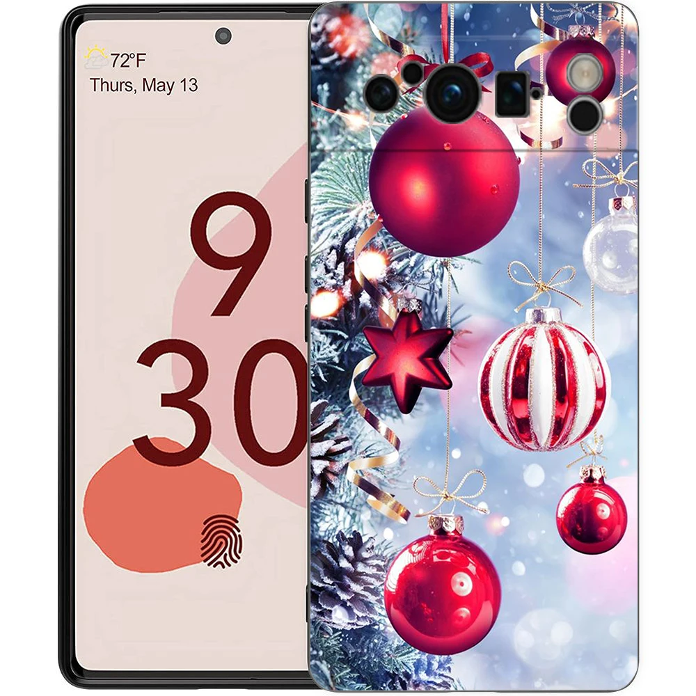 Christmas Graphic Printed Shockproof Black Silicone Phone Case
