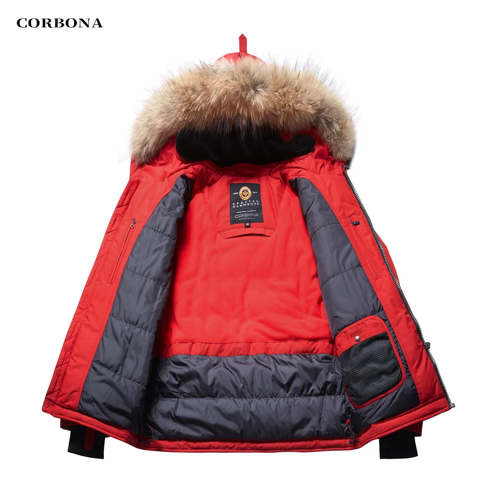 CORBONA New Men's Jackets Winter Coat Real Ful  Business Fashion Multi-pocket Multifunctional High Warmth Parka Thick Casual