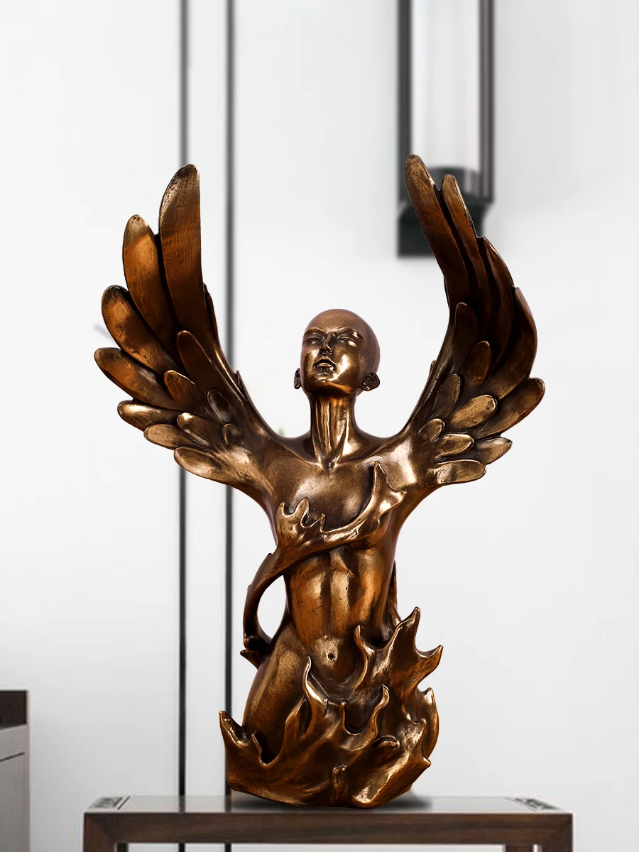 

Home Decoration Imitation Copper Abstract Art Angel Statue Male Goddess Sculpture Figurines For Interior Desktop Accessories Gif