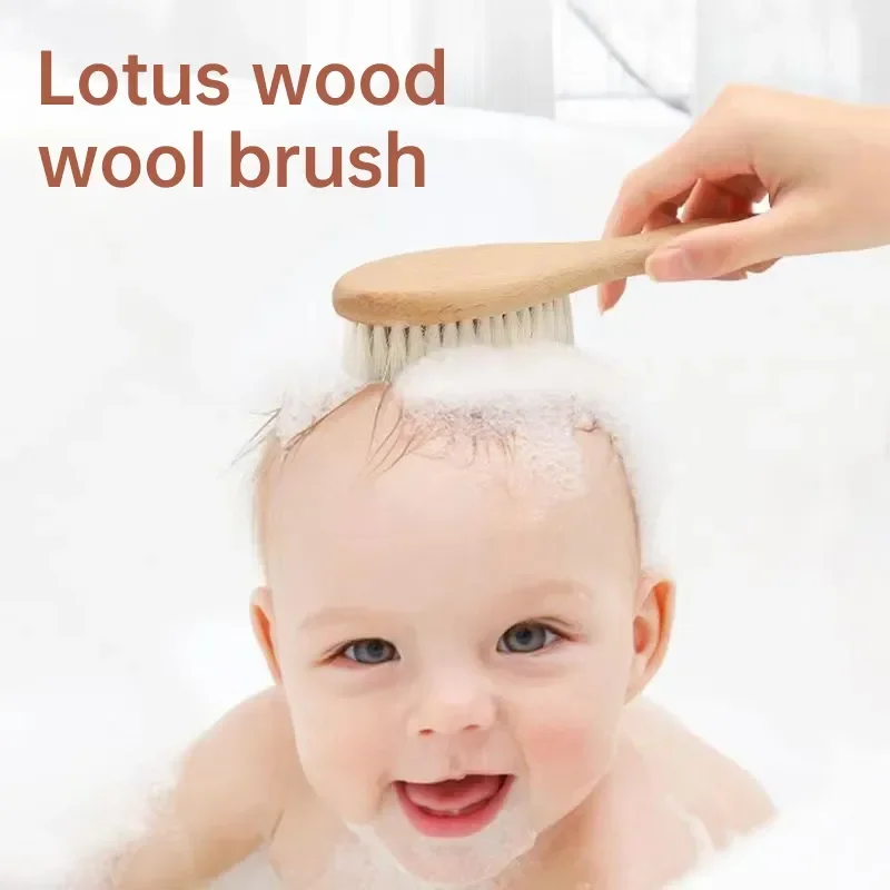 2pcs Baby Care Hair Brush Beech Soft Wool Wood Comb Newborn Massager Comb Baby Shower And Gift Sleeping Soothing Bedding hair comb curly hair brush hair styling tools hair brush comb hair comb set wooden handle brush