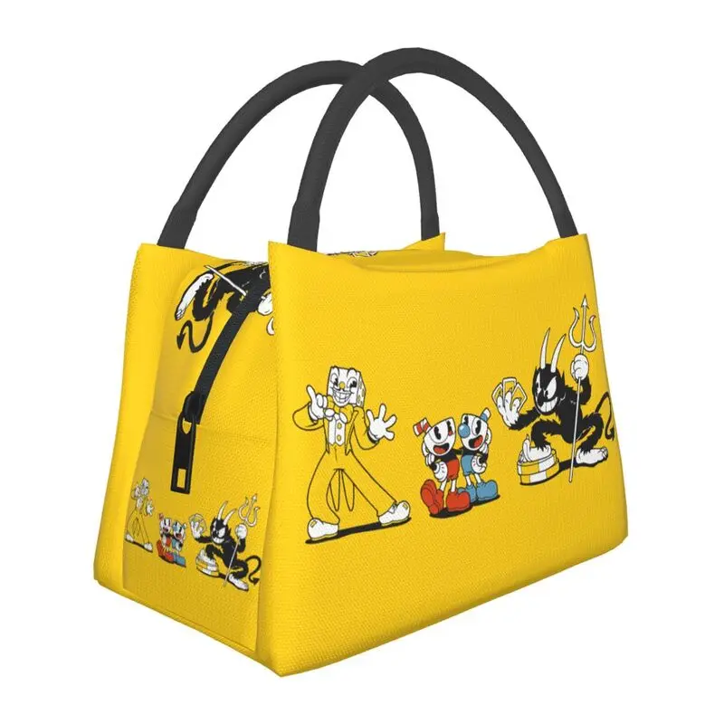 

Hot Game Cartoon Cuphead Mugman Resuable Lunch Box Cooler Thermal Food Insulated Lunch Bag Hospital Office Pinic Container