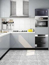  High Quality House with Kitchen Cabinet Customization All Quartz Table Top Economic Icicle Blue Cabinet Assembly Customization 