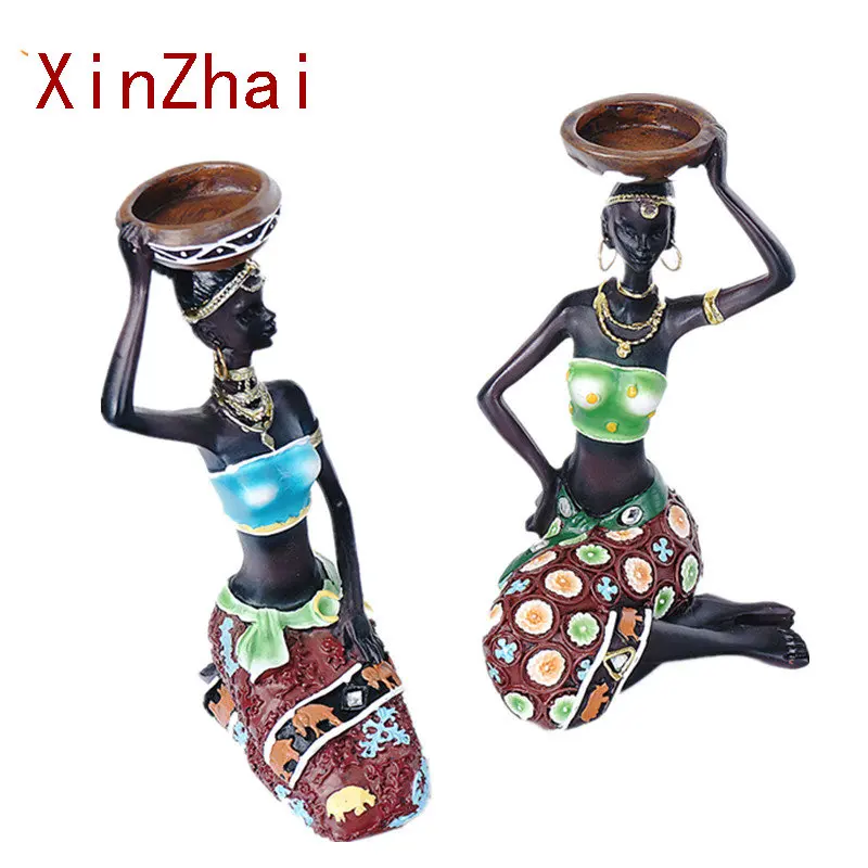 

Vilead African Women Figurines Tealight Candle Holder Table Home Decoration Accessories Living RoomInterior Decor Candlestick