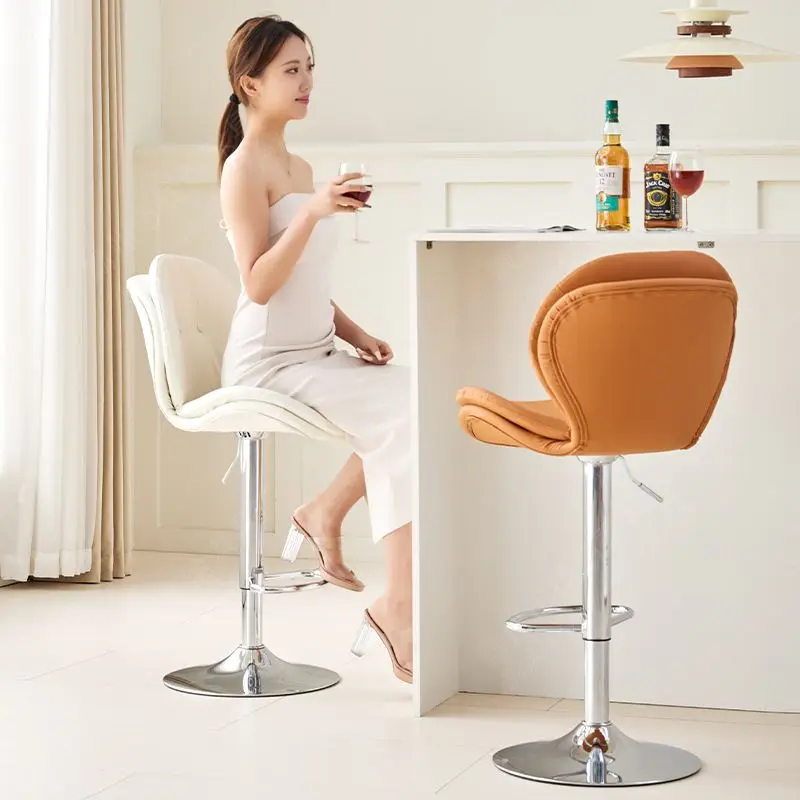 Nordic Waist Protection Comfortable Bar Chairs Lift Swivel Backrest High Stool Home Kitchen Island Chair Creative Bar Chairs