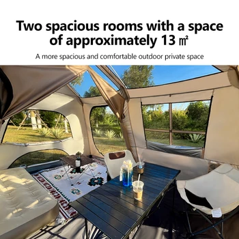 Sonuto Quick Setup Large Camping Automatic Tent 4-7 Person Double Hall Ridge Tent with Canopy Outdoor Family Adventures Tents 4