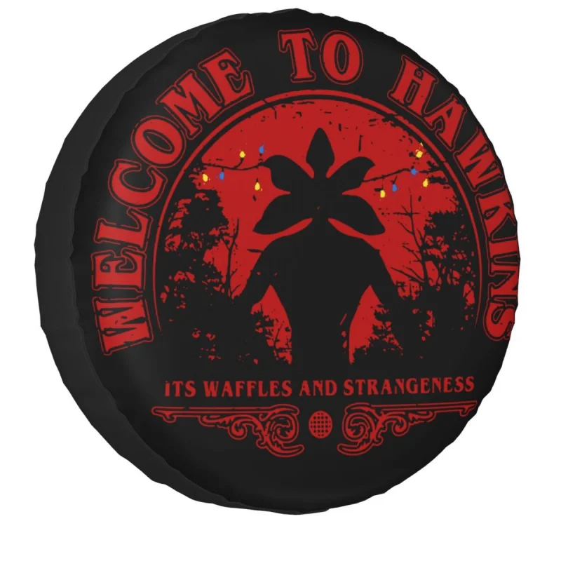 

Welcome To Hawkins Spare Wheel Cover for Jeep 4WD Trailer Custom Stranger Things Demogorgon Tire Protector Inch