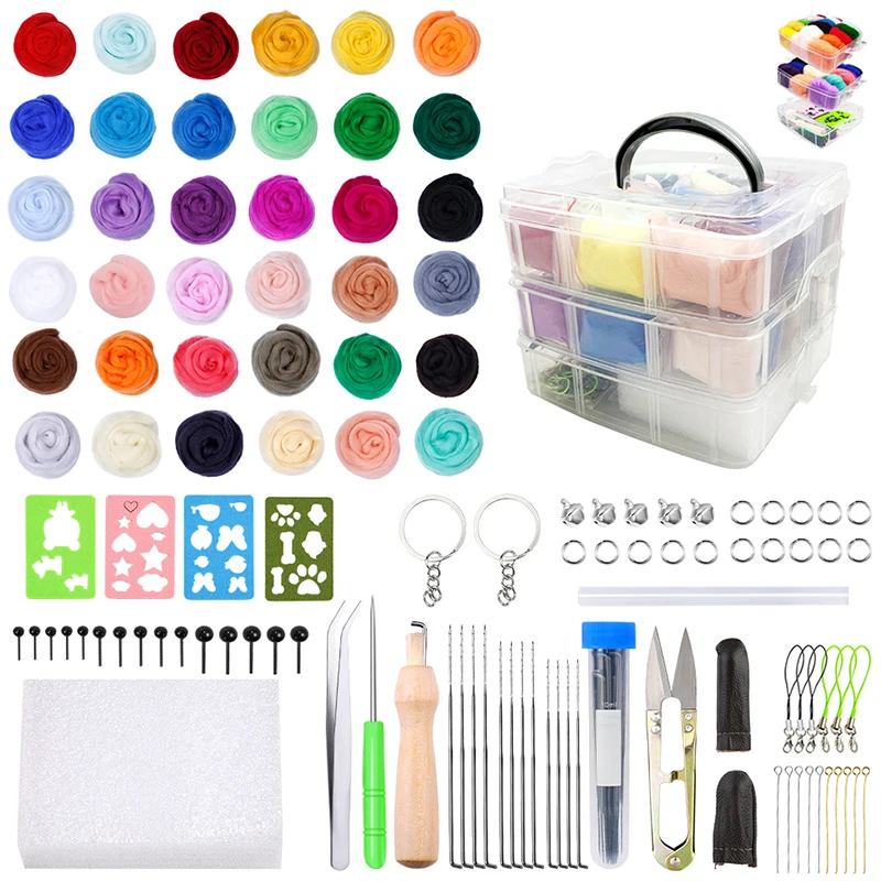 

Fenrry 36 Color Needle Felting Kit Wool Felting DIY Tools Handmade Felt Needle Set Wool Felting Fabric Materials Accessories