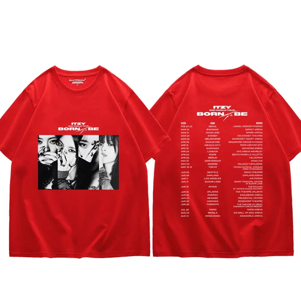 Kpop ITZY Born To Be 2nd World Tour Graphic T Shirts Men Women