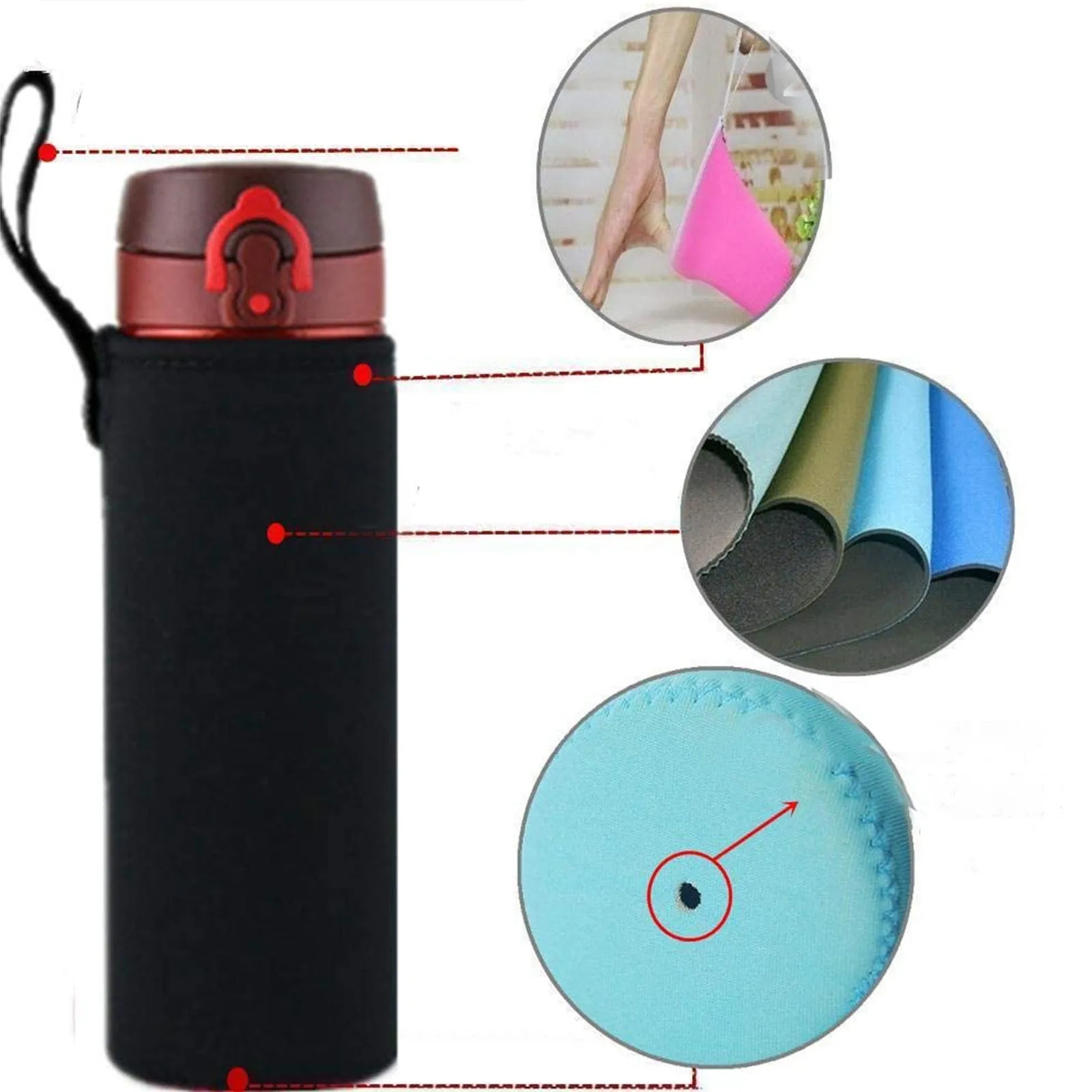 Wine Bottle Cover Silicone Bottle Cover Silicone Case Sport Water Bottle Cover Neoprene Insulator Kettle Cover Portable Vacuum bottle case Sport Camping Accessories Mug Bottle Cup