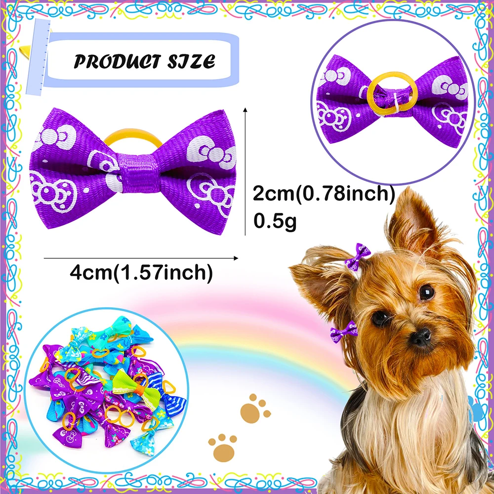 10/20pcs Dog Grooming Bows Mix Colours Cat Dog Hair Bows for Small Dog Grooming Pet Hair Accessories Rubber Bands Pet Supplies 2