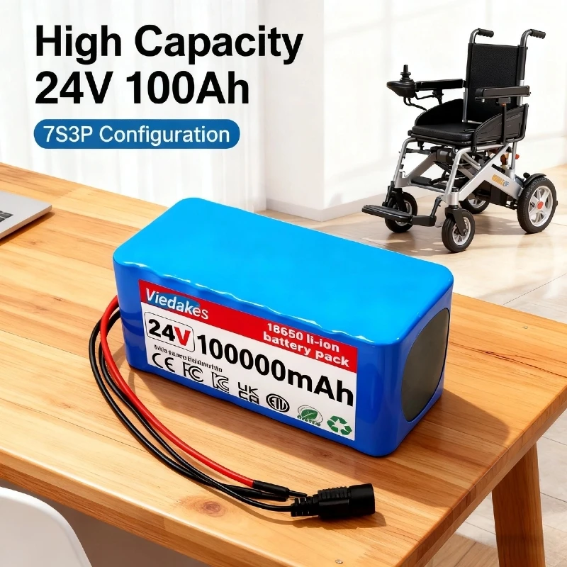 24V 100Ah 7s3p Battery Pack Rechargeable Lithium Battery with 29.4V 2A Charger f