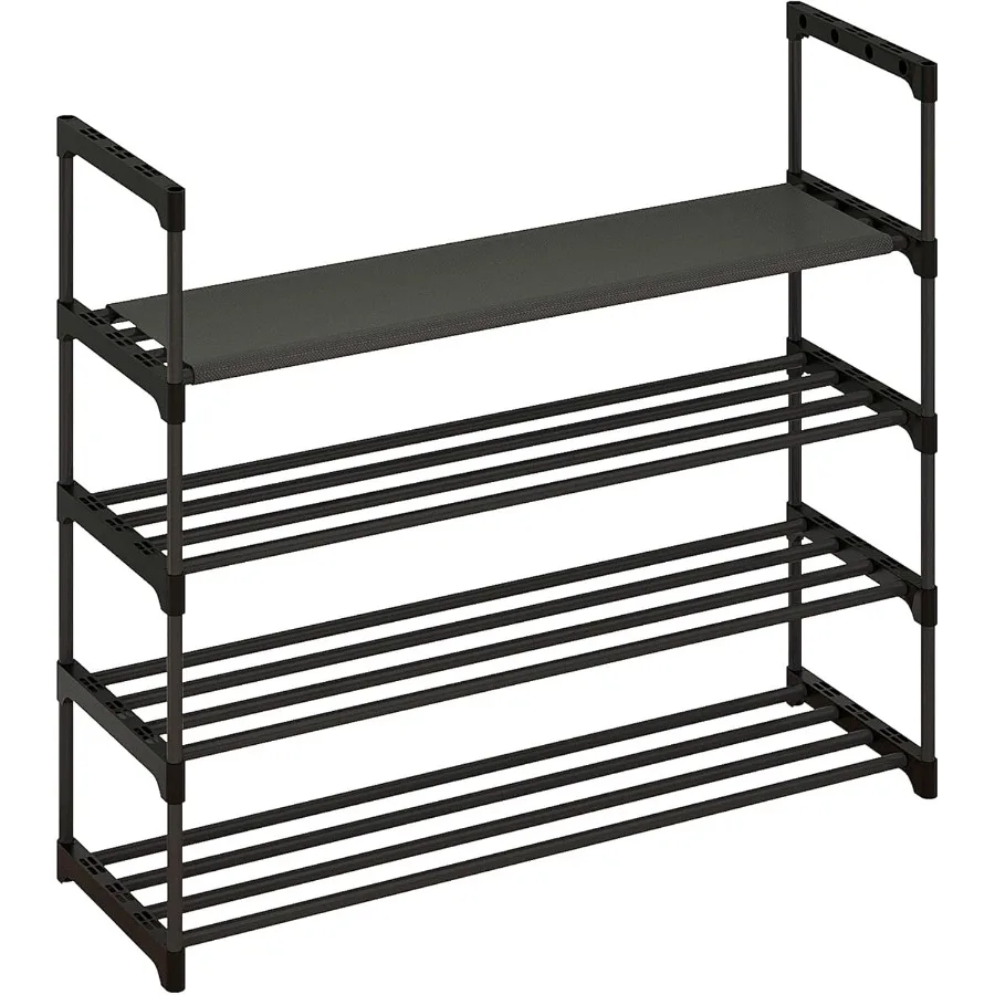 4Tier Shoe Rack Tall Large Capacity 20 Pairs Shoes Storage Organizer Stackable Wide Shoe Shelf for Entryway Hallway Black