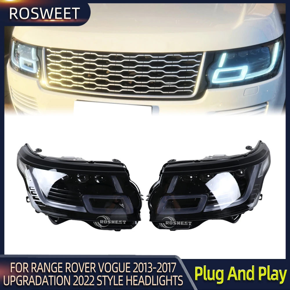 

Передние фары для Land Rover Range Rover Vogue 2013, 2014, 2015, 2016, 2017, L405, 4 светодиода, обновление линз, 2018 стильные автомобильные аксессуары