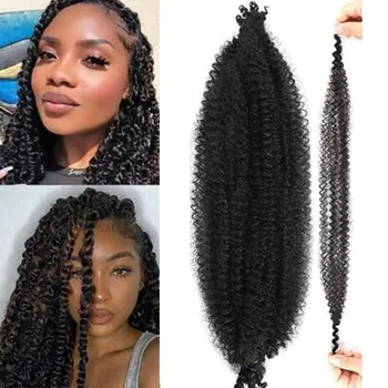 Synthetic Crochet Braid Hair Kinky Curly Braiding Hair Marley Braids Afro Twist Hair Bulk Extensions Marely Hair For Black Woman 1