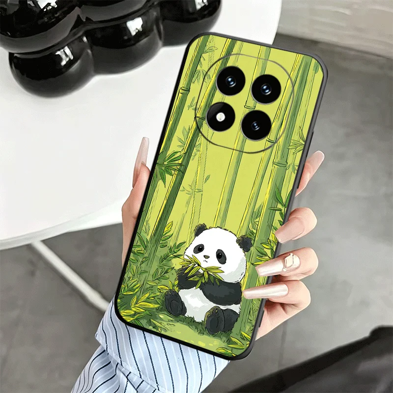 Adorable Cartoon Panda Soft Black Phone Case Cover