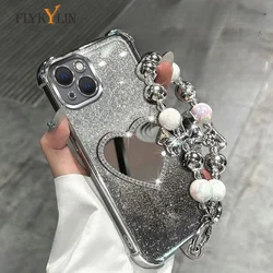 Luxury Glitter Heart Mirror Silicone Phone Case with Bracelet - Shockproof and Stylish Cover for Honor 50 SE (1)