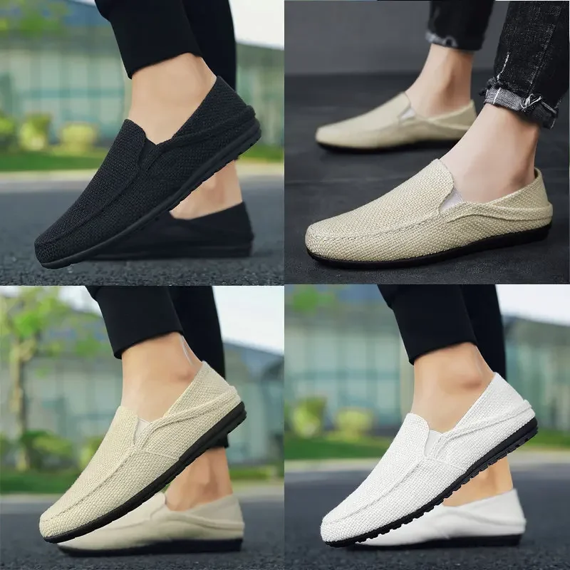 New Men Shoes Hemp Breathable Men Casual Shoes Driving  Men Soft Comfortable Loafers Brand Fashion Half Slippers Flats2023 2