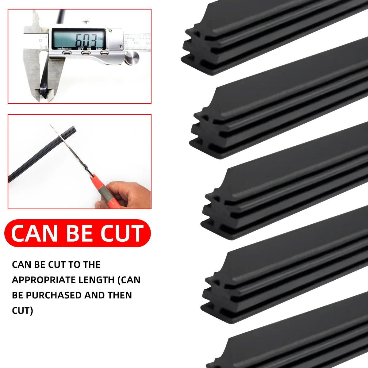 Premium Quality 10-Pack Car Wiper Rubber Refill Strips - Durable, Natural 6mm Rubber