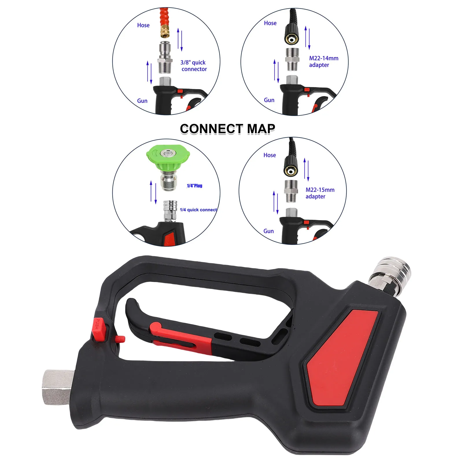 고압 세척기 건 5800 PSI 10.5 GPM 강력 고압 분사기 (M22-14 M22-15 3/8 커넥터 포함) 10.5 GPM 고압 세척기 건
