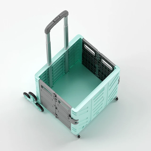 Folding Boot Cart Shopping Trolley Fold Up Storage Box Wheels Crate  Foldable