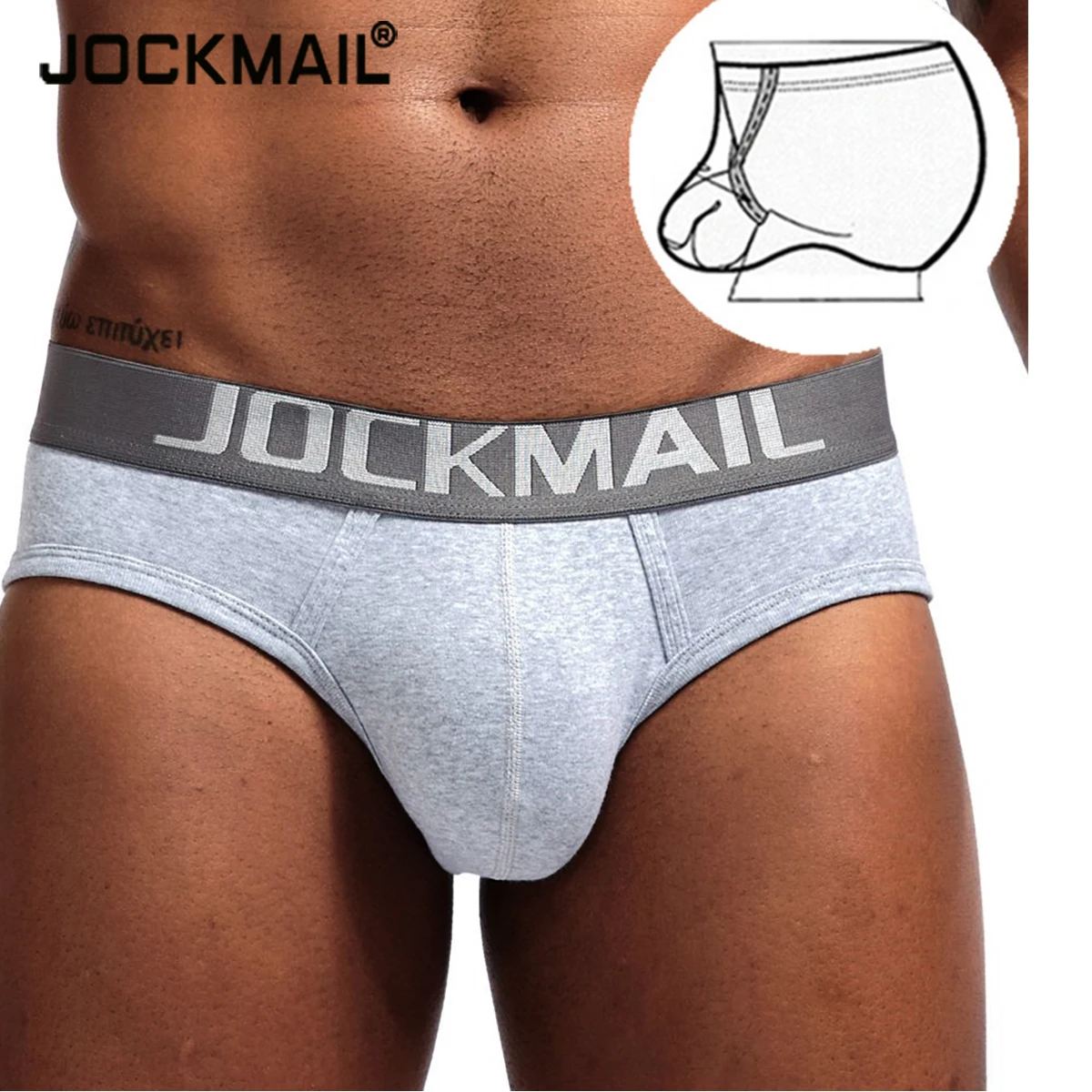 

JOCKMAIL Men Underwear Sexy Low Waist Men Briefs Sexy Cotton Cuecas U Convex Pouch Inner Ring Gay Underwear Male Underpants Slip