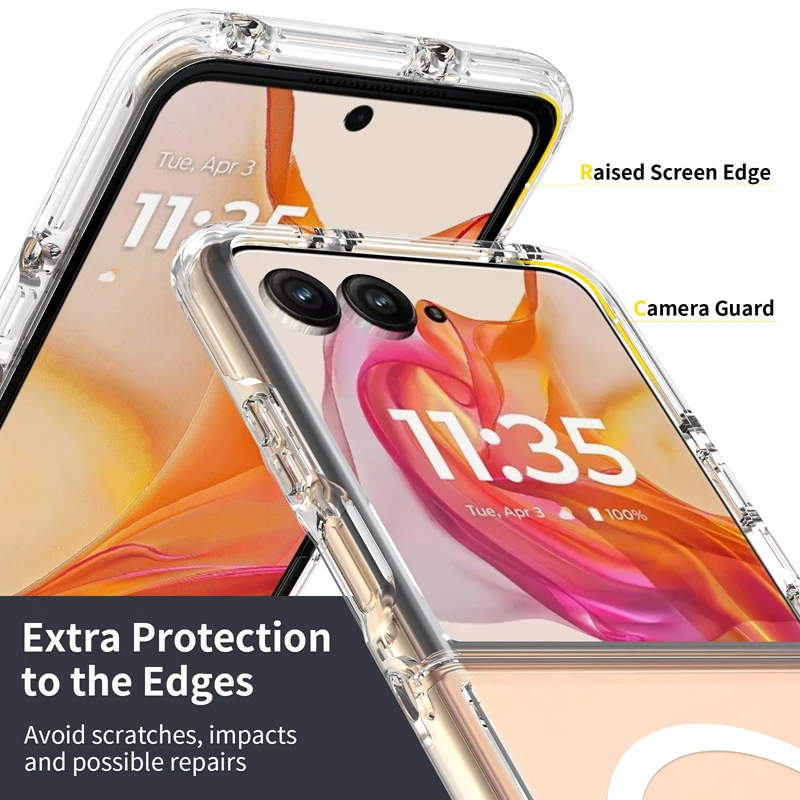 ELVEV Magnetic Transparent Soft TPU + Hard PC Protective Phone Case