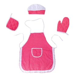 Déguisement de Chef pour enfant, 4 pièces/lot, vêtements de cuisine, outils de cuisson, tablier de cuisine, jeu de maison, jouet cadeau pour fille 