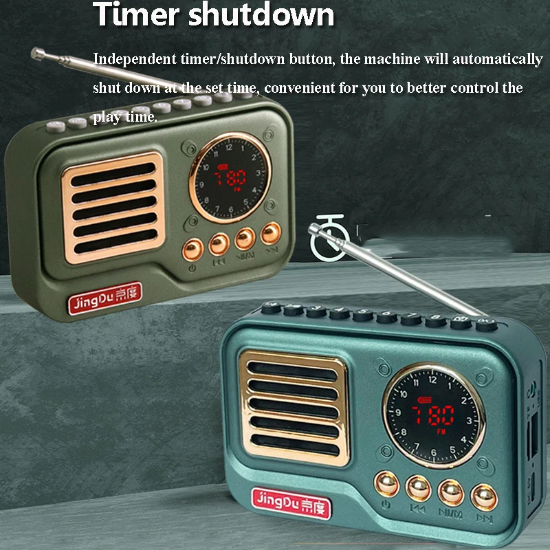 Mini Portable FM Radio LED Display Radios Receiver Wireless Bluetooth Speaker MP3 Music Player Support TF Cad U Disk Timed off