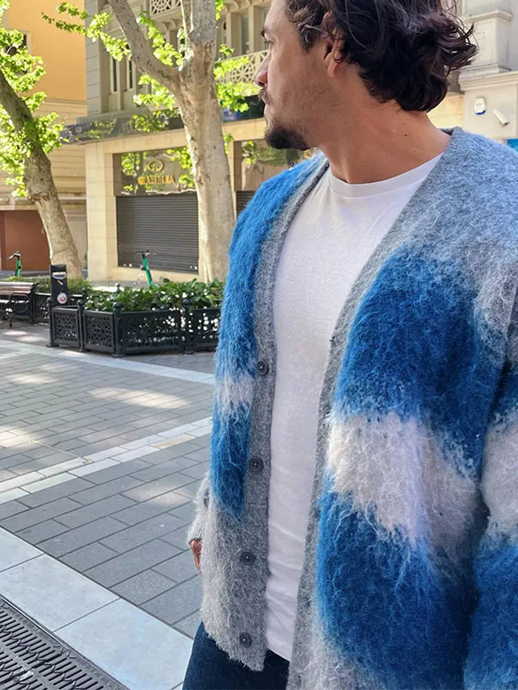 Knitted Cardigan Men's V-neck