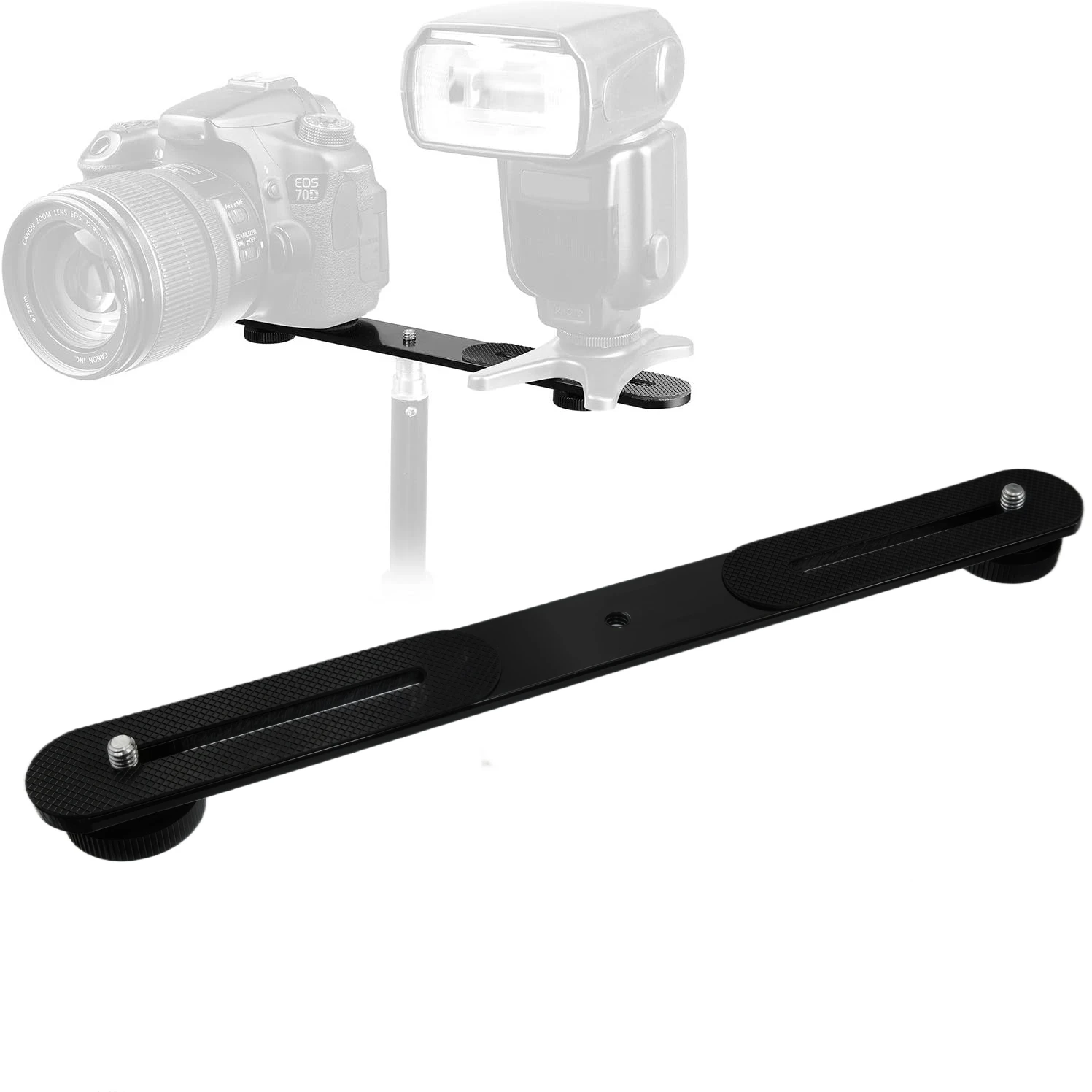 듀얼 플래시 브래킷 1/4'' 나사형 핫슈 브래킷 마운트 홀더 (삼각대, DSLR 카메라, LED 조명, 플래시, 마이크용)
