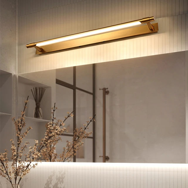Lampe LED en cuivre moderne, longue, pour lavabo intérieur, miroir,  éclairage avant, applique murale pour salle de bain, toilette, Dressing -  AliExpress