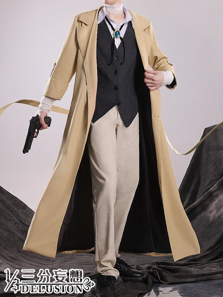

Anime Bungo Stray Dogs Dazai Osamu Cosplay Costume Detective agency Suits Outfit Uniform Halloween Christmas Party Clothes