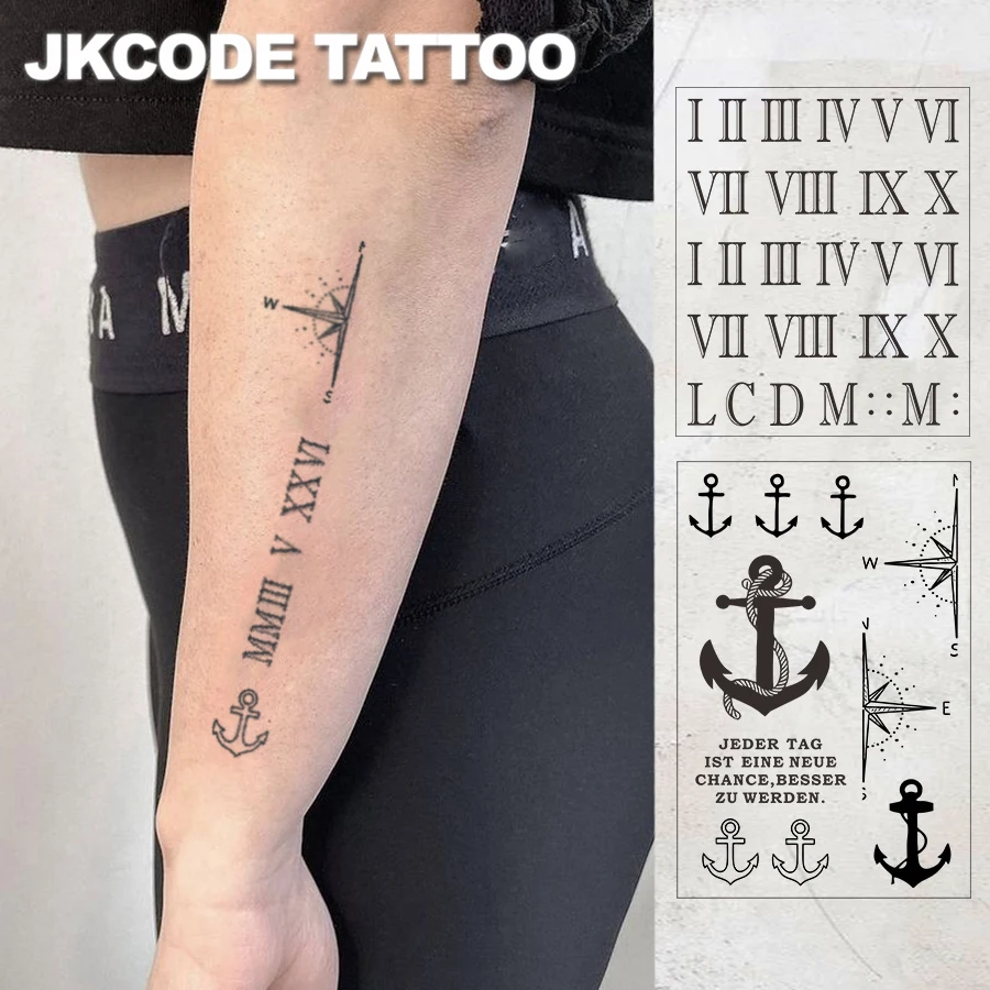 Waterproof Design Semi-Permanent Tattoos, Sketch Hands, Nautical Pattern  Compass - Roman Numerals - Temporary Tattoos, Retro Style Herbal Men's and  Women's Tattoo Stickers - Faith Totem - Temporary ..., image size:900x900