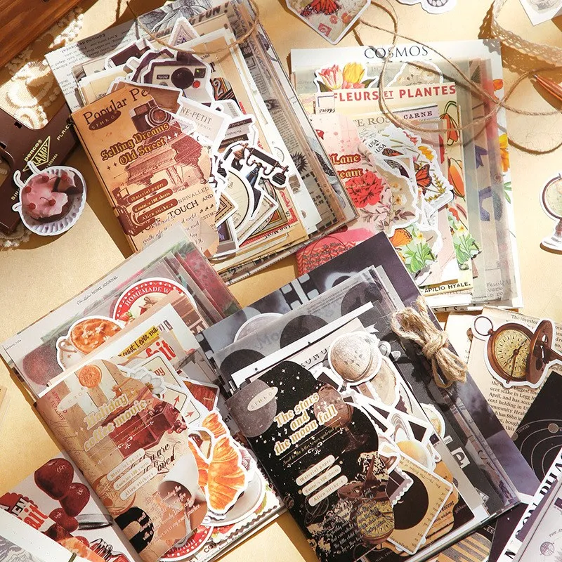 

100 Pcs Vintage Scrapbook Stickers Journaling Supplies Space Moon Stickers Scrapbooking Paper For Kit Junk Journal Planners