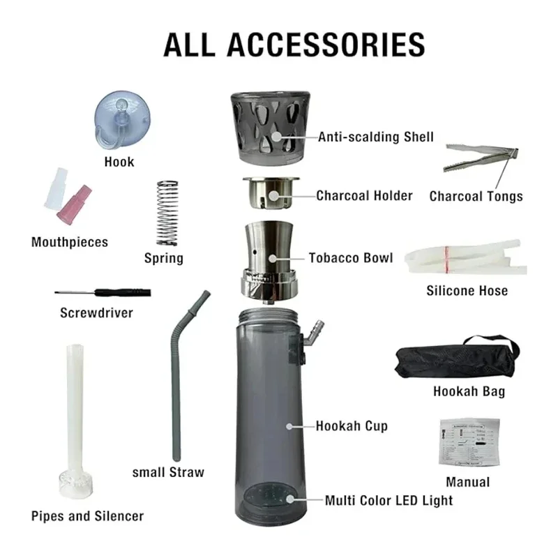 Arabic Hookah Cup Portable Shisha Hookah Removable Fashionable Hookah Holder Handheld Led Car Hookah Household Hookah In The Car 5