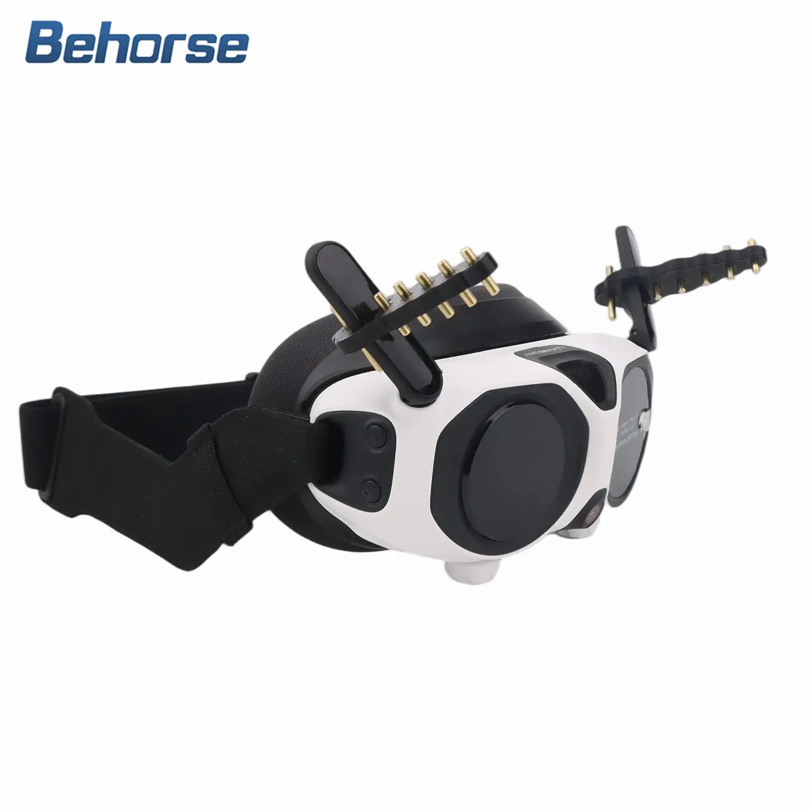 Antenne amplificateur de signal pour lunettes de vol Antigravity A1 en noir, fixée sur le support de lunettes