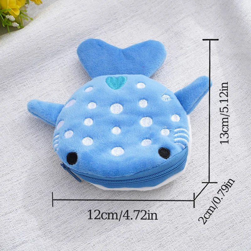 Cartoon Shark Plush Zero Wallet Coin Bag For Women Kids Zipper Coin Bag coin purse,plush coin purse,coin wallet,change bag,women wallet,card wallet