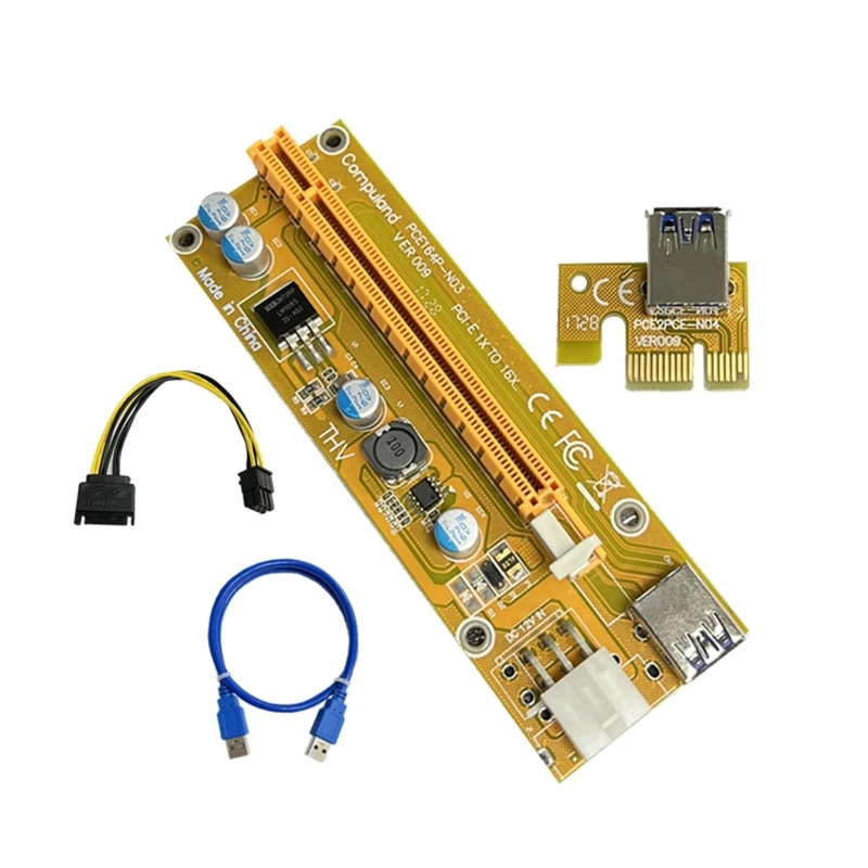 

Набор переходных карт PCI-E 20CB, адаптер PCIe 1X–16X, 6-контактный кабель Power USB 60 см для майнинга биткойнов