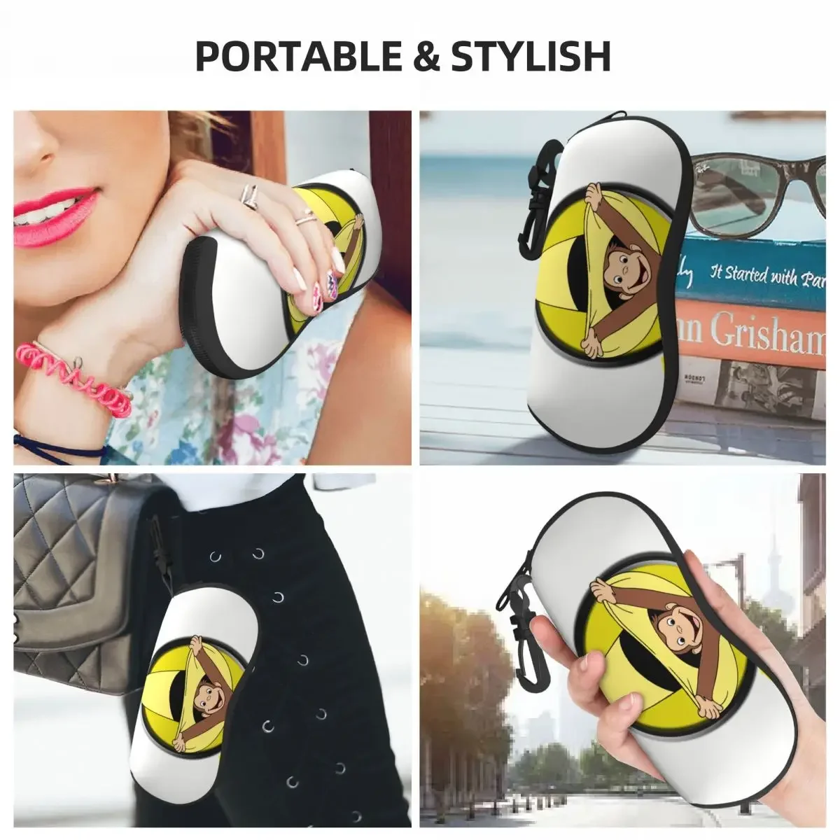Curious George Cute Funny Eyeglass Glasses Case Men Women Soft Brown Monkey Sunglasses Protective Bag