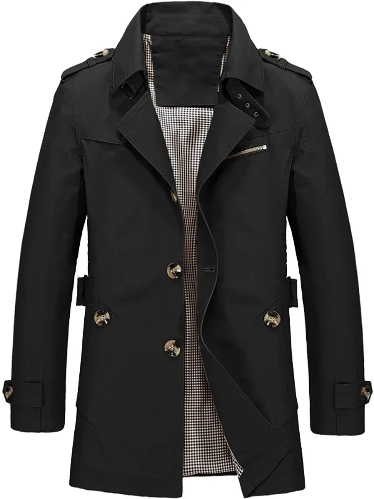 Mens Business Long Trench Casual Single Breasted Windbreaker Fashion Autumn Lapel Jackets Male New Slim Overcoats Outwear trench coat,waterproof windbreaker jacket,casual men jacket