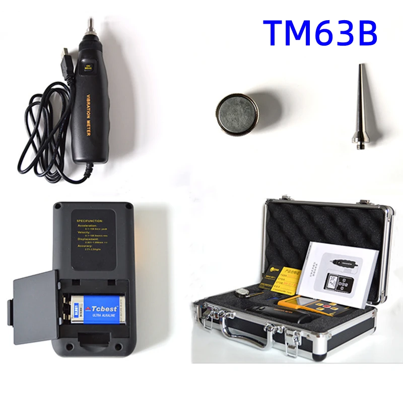 Split Digital Vibration Meter TM63B Professionally Measures Motor Vibration Bearing