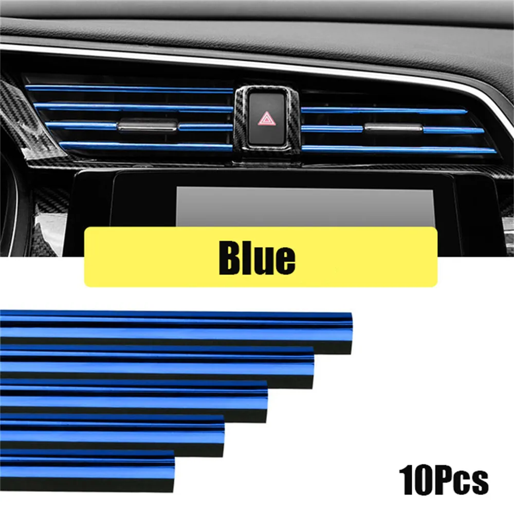 10Pcs Car Interior Air Conditioner Outlet Decoration Stripes Car Air Conditioning Outlet U Style Decoration Strip Accessories 4