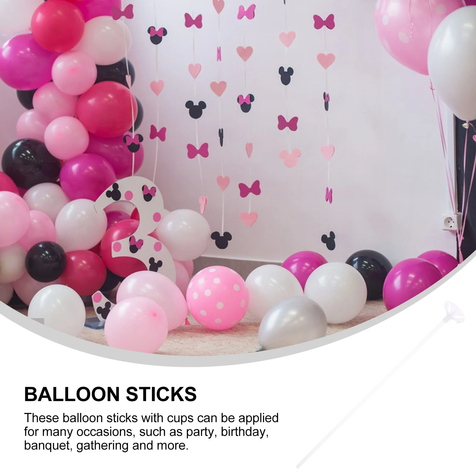 

100pcs Plastic Balloon Sticks Sturdy Plastic Balloon Stand Reusable Party Balloon Sticks for Wedding