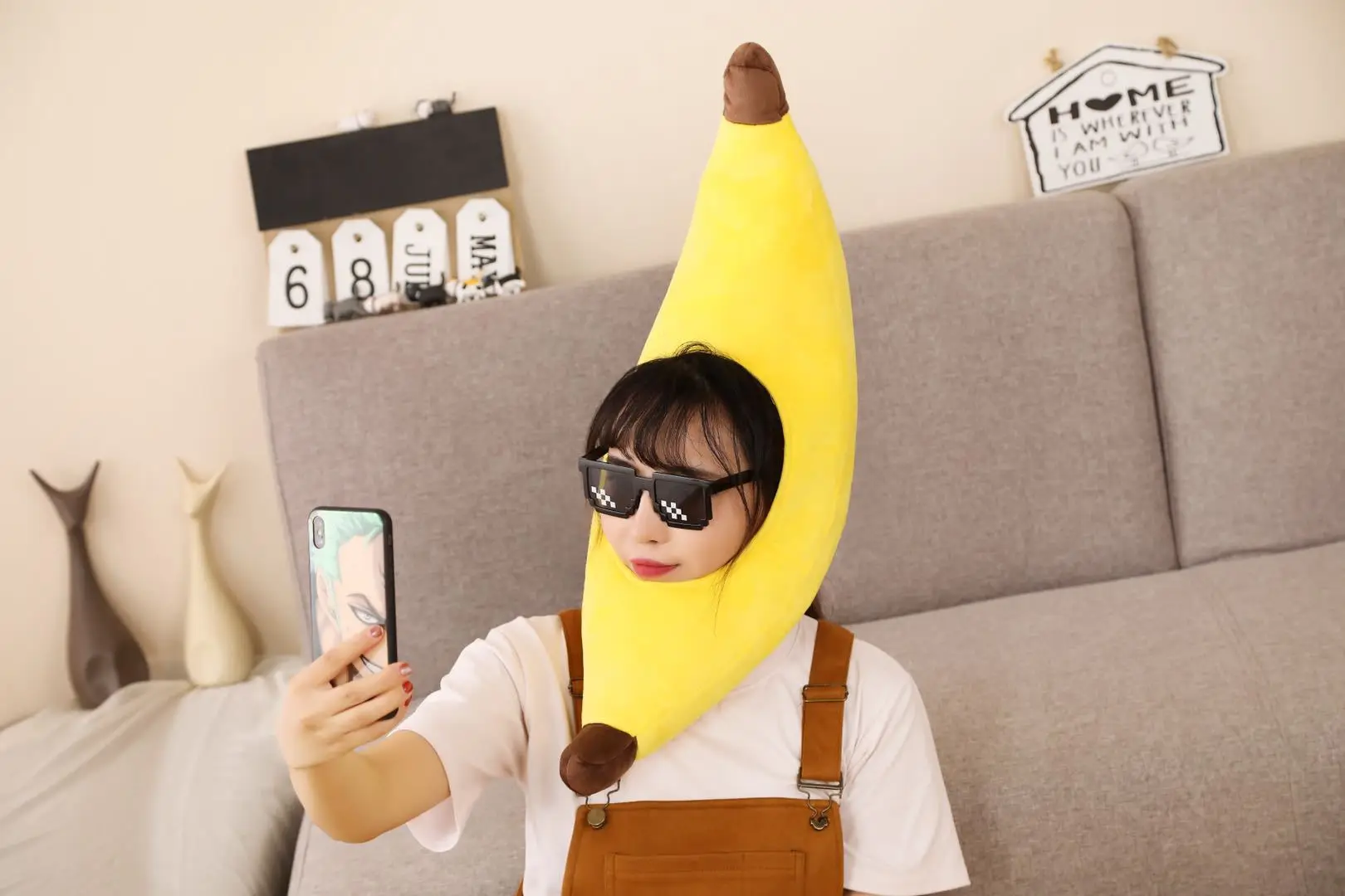 Lustige Bananen party Kostüm hut, warme Cosplay-Mütze, Cartoon Plüsch Kopf bedeckung, Abschluss ball Kopfschmuck, Haarschmuck, Karneval – Detail 1