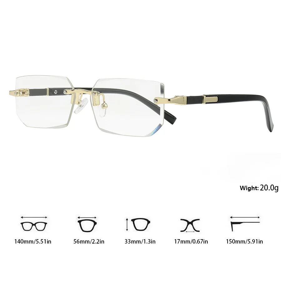 Gradient Lens Luxury Rimless Fashion Sunglasses with Metal Frame