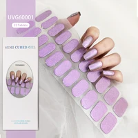 22Tips Nude Semi-Cured Gel Nail Patch Slider Adhesive Waterproof Long Lasting Aurora Full Cover Gel Nail Stickers UV Lamp Needed 1